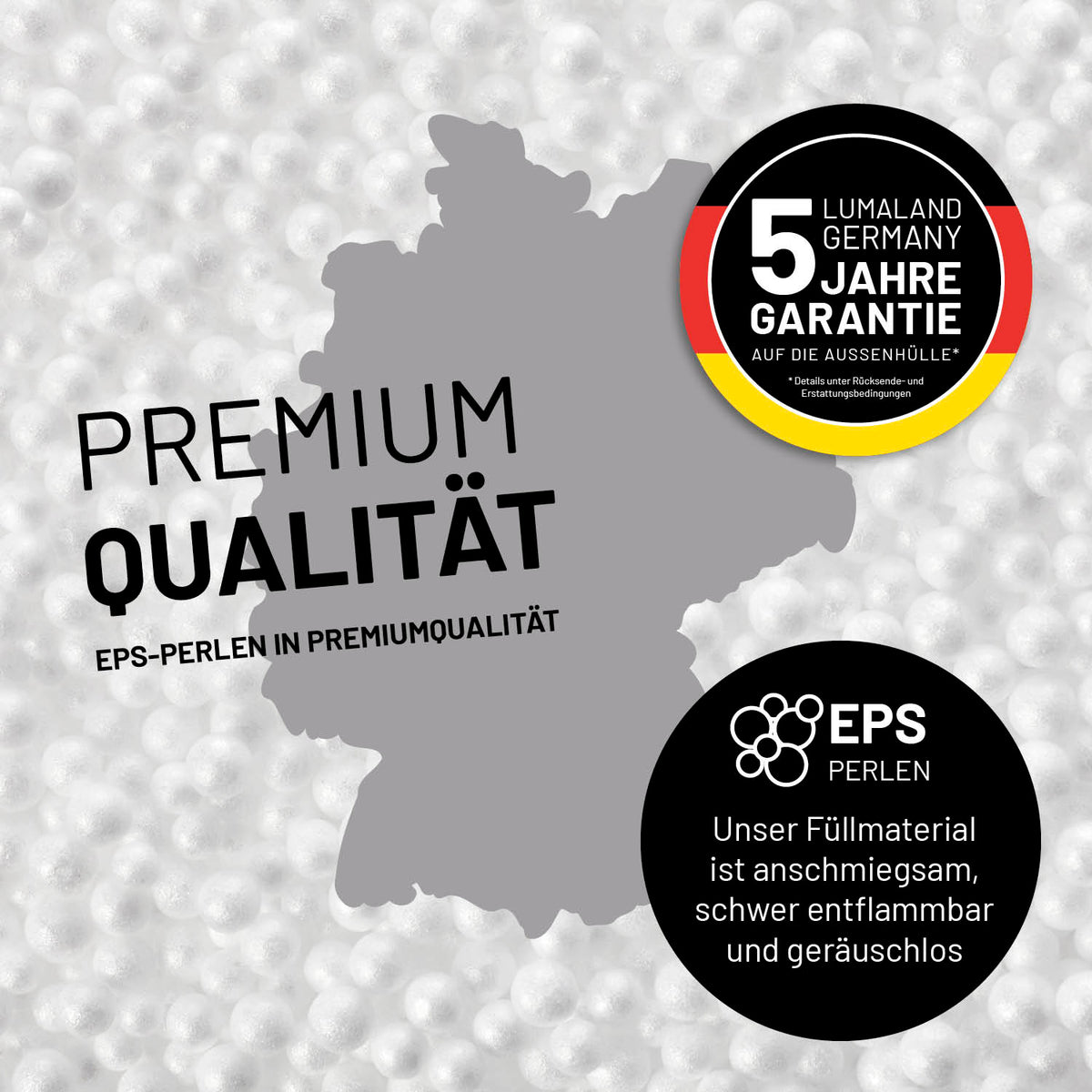 Premium Lounge-Sessel - 380 L - 100 x 100 x 80 cm - Navyblau mit hochwertigen EPS-Perlen und 5 Jahre Garantie auf Außenhülle.