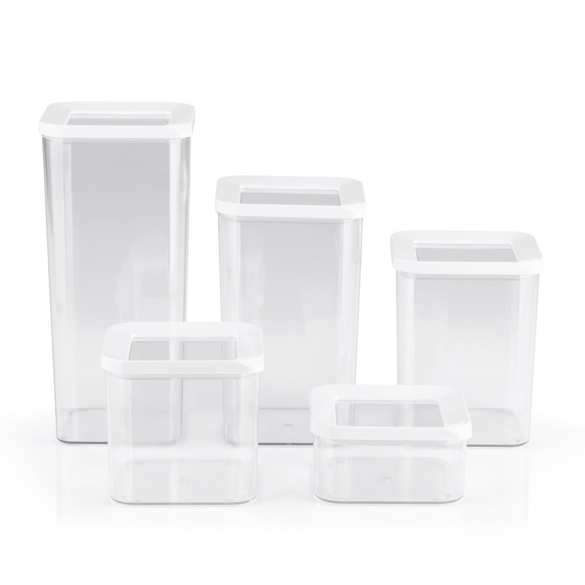 Vorratsbehälter 10-tlg. - weiß mit luftdichten Deckeln, stapelbar und transparent für bessere Organisation und längere Frische.