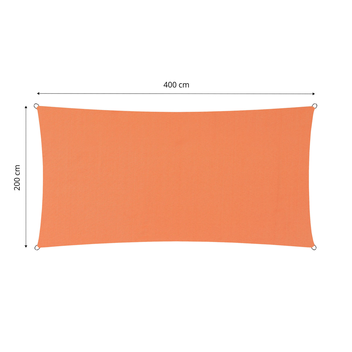 Sonnensegel Polyester - Rechteck 2 x 4 Meter - Orange, stabiles UV-Schutzsegel mit Befestigungsringen für vielseitige Montage.