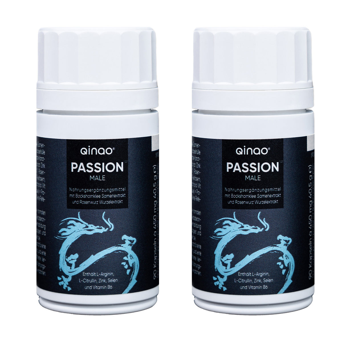 Nahrungsergänzungsmittel PASSION MALE - 2er-Set mit Bockshornklee, Rosenwurz, Chili, Magnesium, Zink und Vitamin B6, vegan und zuckerfrei.
