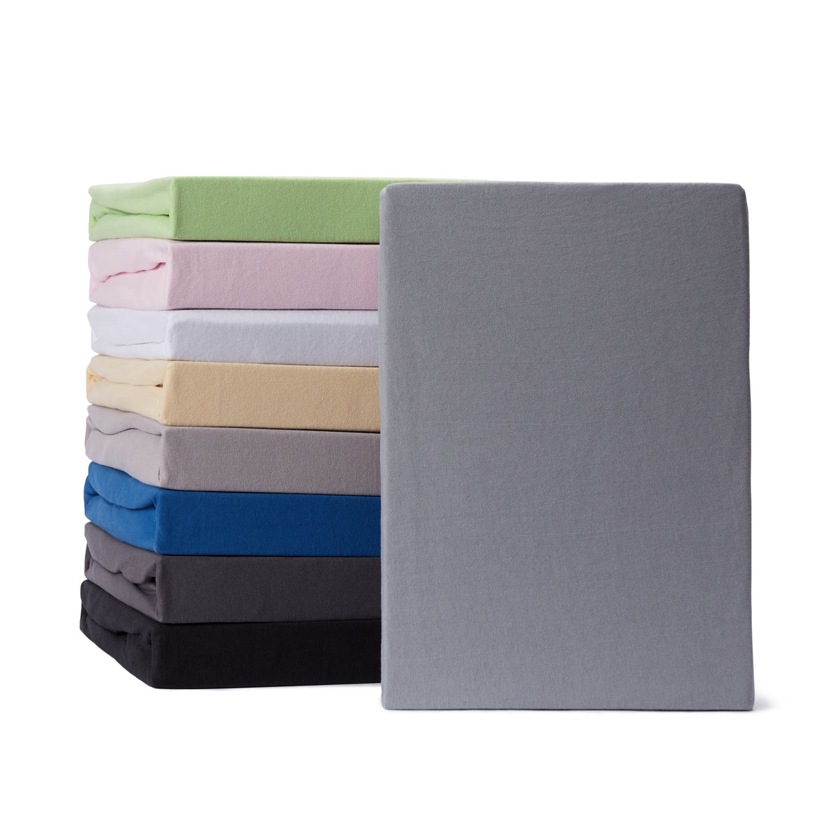 Comfort Jersey Spannbettlaken - 160 g/m² 100% Baumwolle - 180-200 x 200 cm - Frostgrau, elastisch und pflegeleicht.