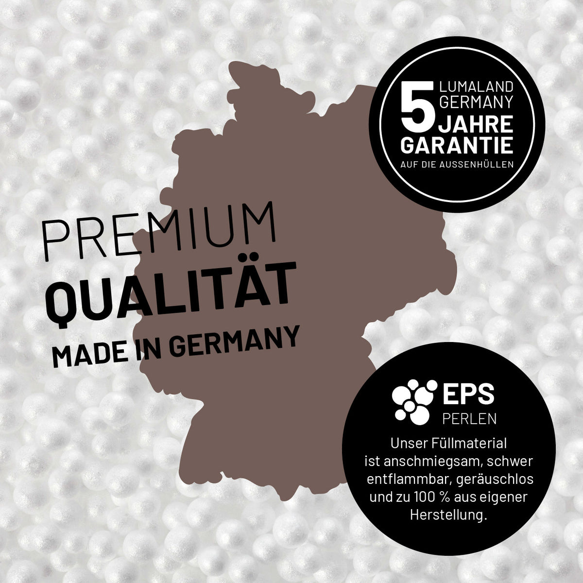 Sitzsack Interior Line (300 L) Dunkelgrau, hochwertige EPS-Perlenfüllung, 5 Jahre Garantie, Made in Germany, Indoor Sitzsack mit Leinenoptik.