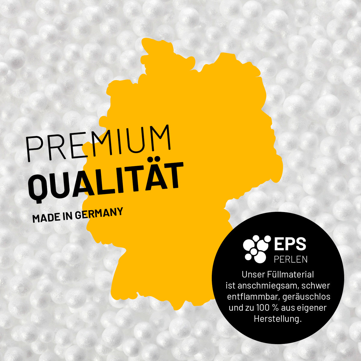 Sitzsack-Hocker/Pouf (50 L) in Braun mit hochwertigen EPS-Perlen, made in Germany, für indoor & outdoor, langlebig und pflegeleicht.