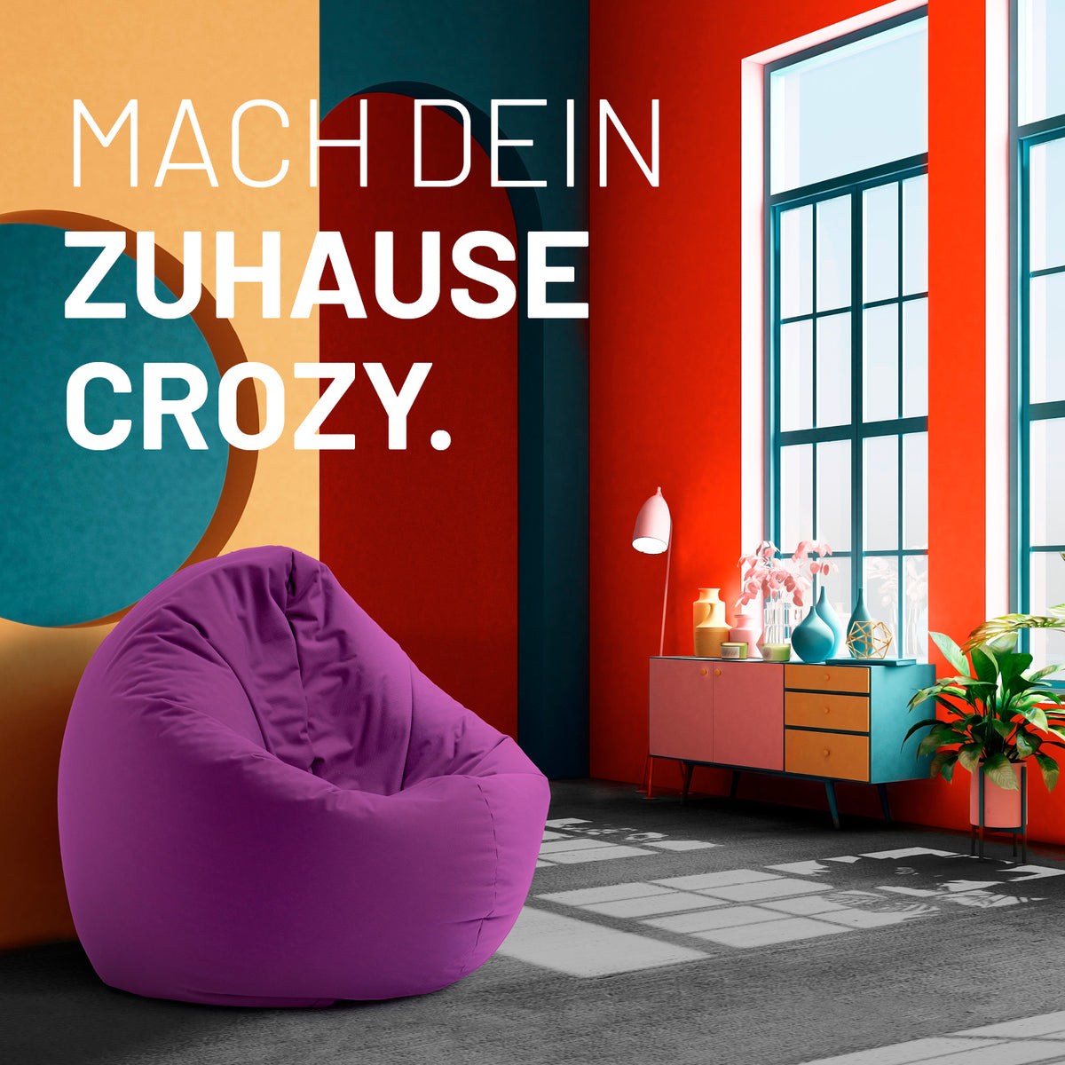 Sitzsack Drops (300 L) in Lila, modern und multifunktional für drinnen & draußen, leicht, langlebig und pflegeleicht.