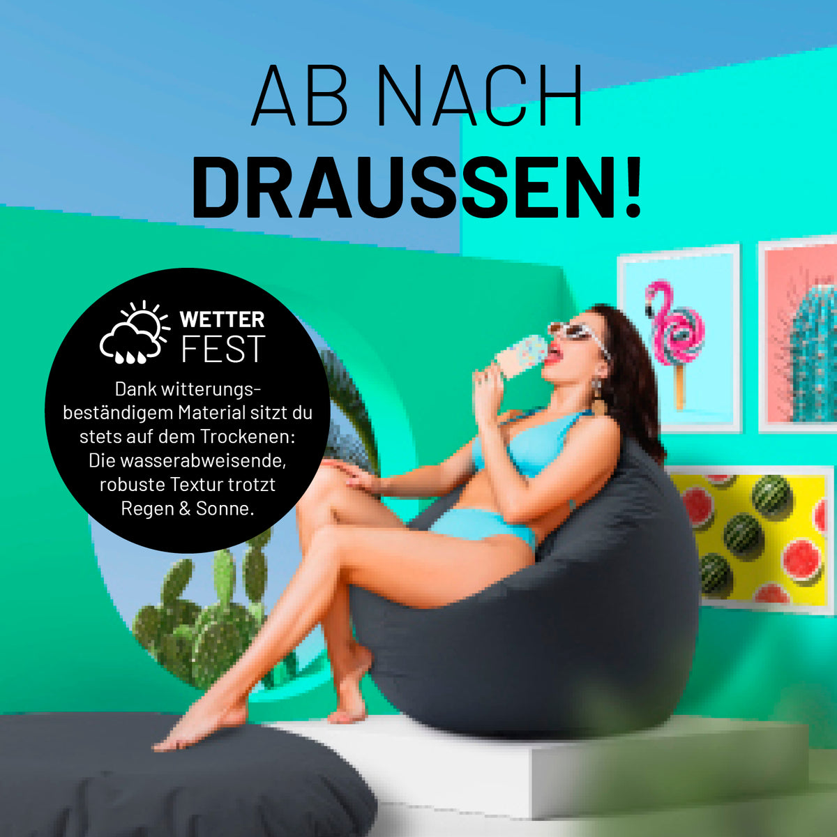 Sitzsack Drops (300 L) Stahlgrau – wetterfest, leicht, mit EPS-Füllung, ideal für drinnen & draußen, robust und pflegeleicht.