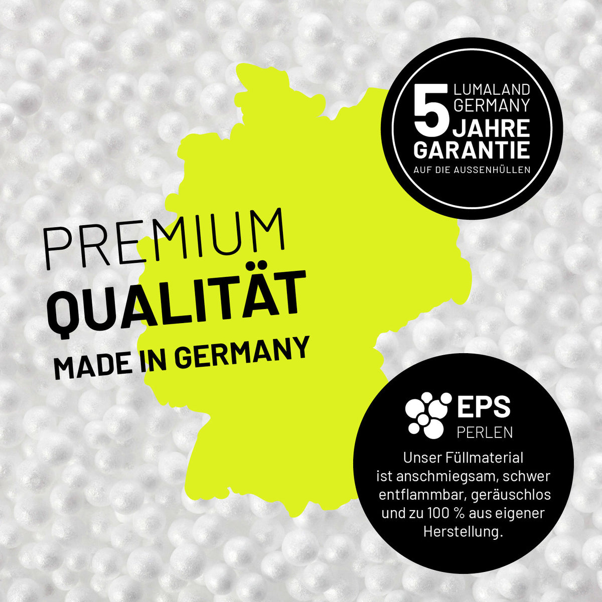 XXL Microvelours Sitzsack (380L) - indoor - Türkis mit Premium Qualität, 5 Jahre Garantie, füllung aus schwer entflammbarem EPS Perlen, Made in Germany.