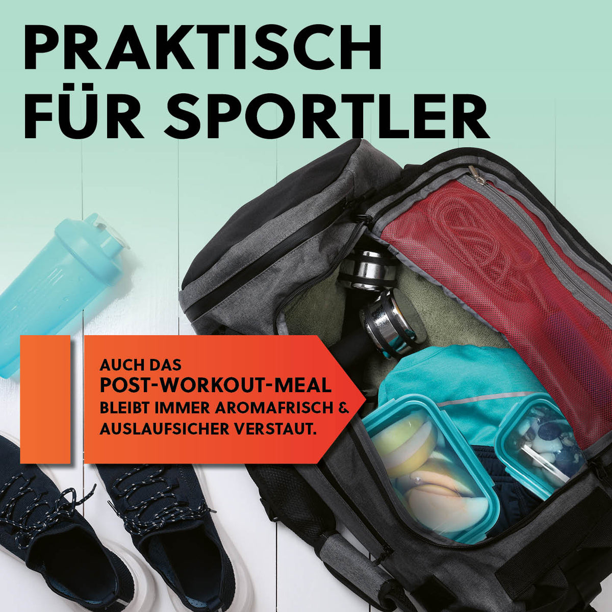 Frischhaltedosen Klick-it, 14-tlg., Smaragd im Rucksack verstaut, luftdicht, auslaufsicher und ideal für Sportler und Meal Prep.