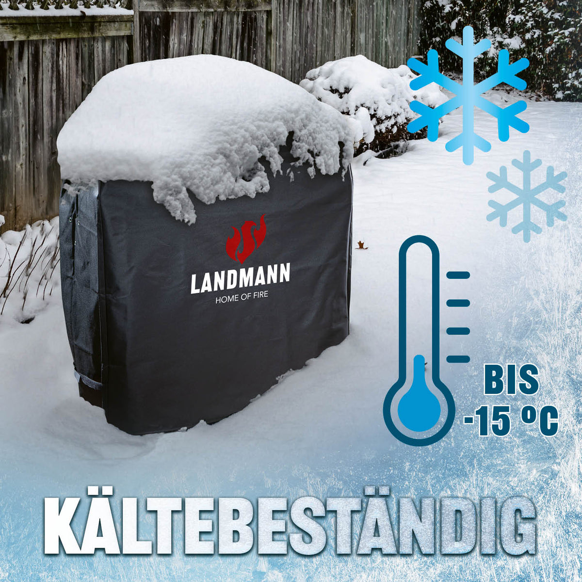 Wetterschutzhaube Premium - 60x96x120cm - schwarz, reißfest, wasserdicht, UV-beständig und kältebeständig bis -15 °C.