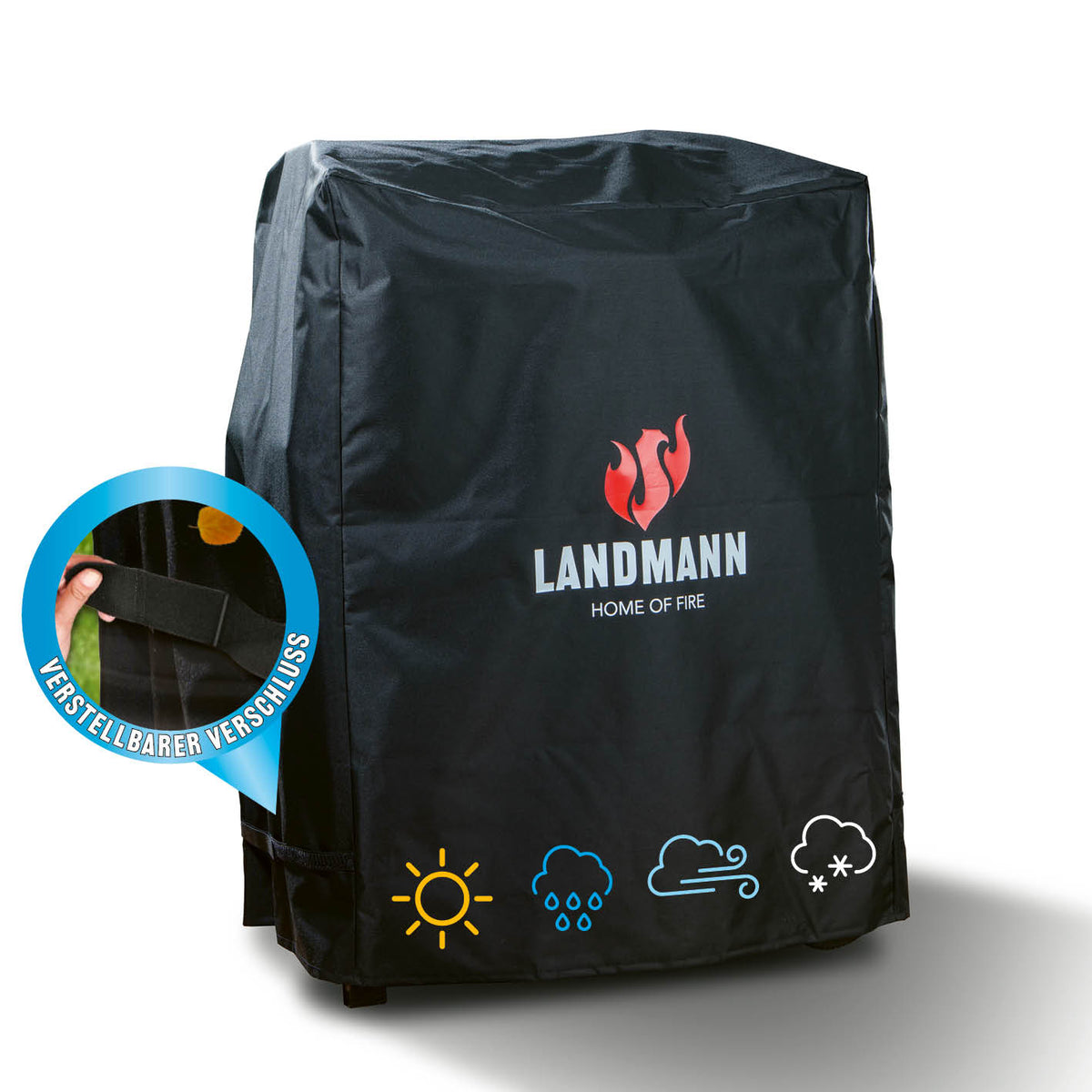 Wetterschutzhaube Premium - 60x80x120cm - schwarz aus reißfestem 600D Polyester, atmungsaktiv, wasserdicht und UV-beständig.