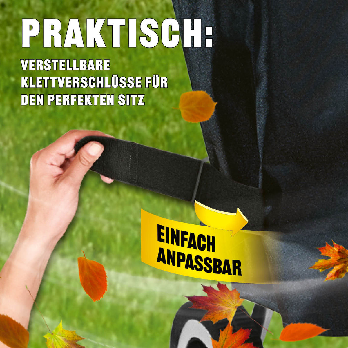 Wetterschutzhaube Premium - 90x70x70cm - schwarz mit verstellbaren Klettverschlüssen für optimalen Sitz am Grill.
