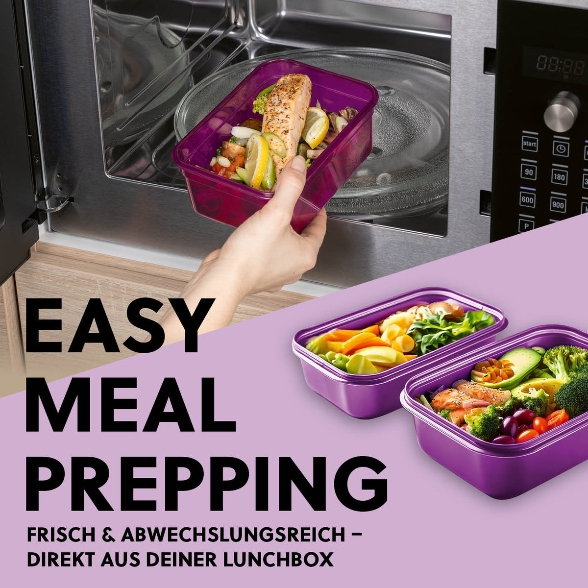 Frischhaltedosen Klick-it, 14-tlg., Lila – luftdichte, robuste Aufbewahrungsdosen ideal für Mikrowelle und Meal Prep.