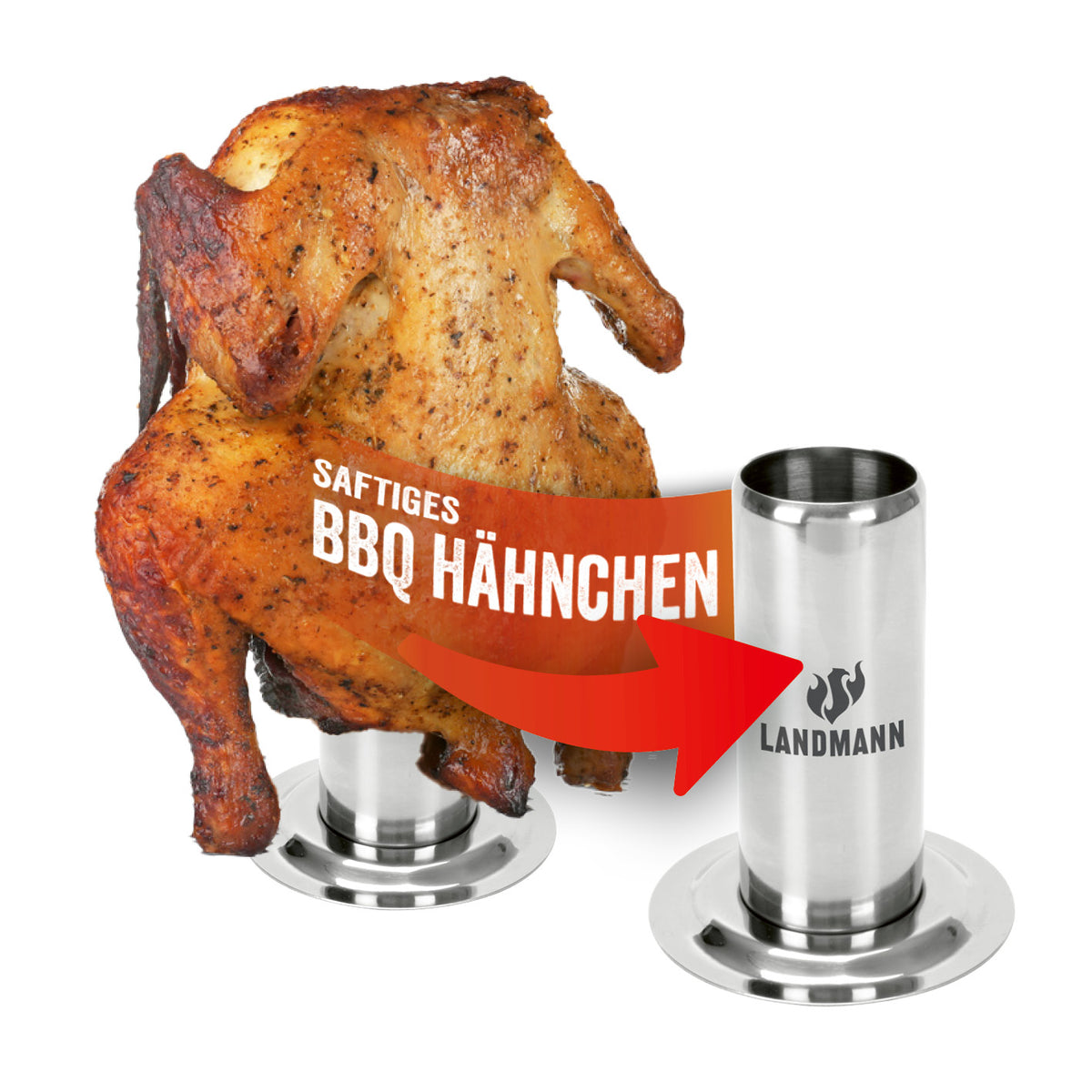 Selection Hähnchenhalter aus Edelstahl zum Aromatisieren von Geflügel mit Marinaden, geeignet für Grill und Backofen, 250 ml Behälter.