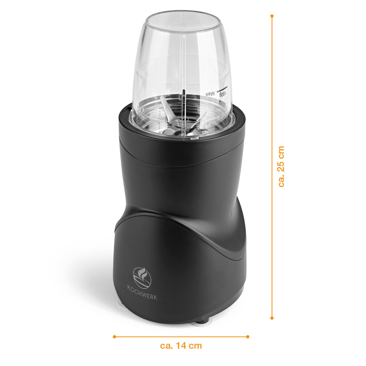Multifunktions-Mixer - Schwarz, kompakter 8-in-1 Mixer mit To-go-Deckel für Smoothies, Mahlen, Hacken und Eiscrushen.