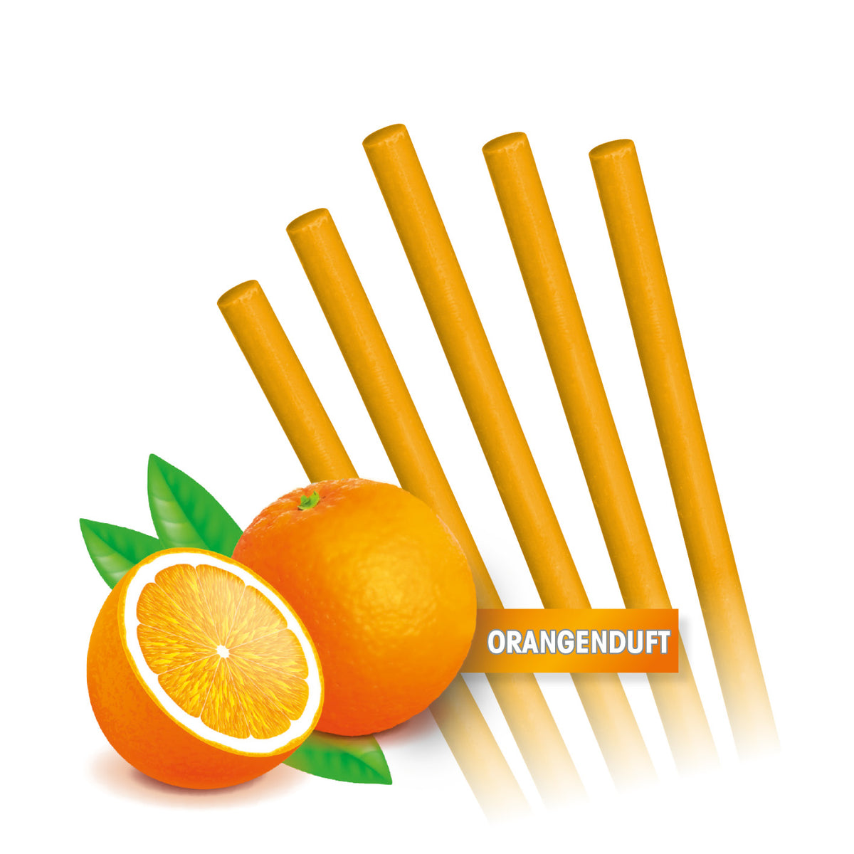 Abfluss-Sticks Orangenduft - 50er-Set mit Orangenmotiv