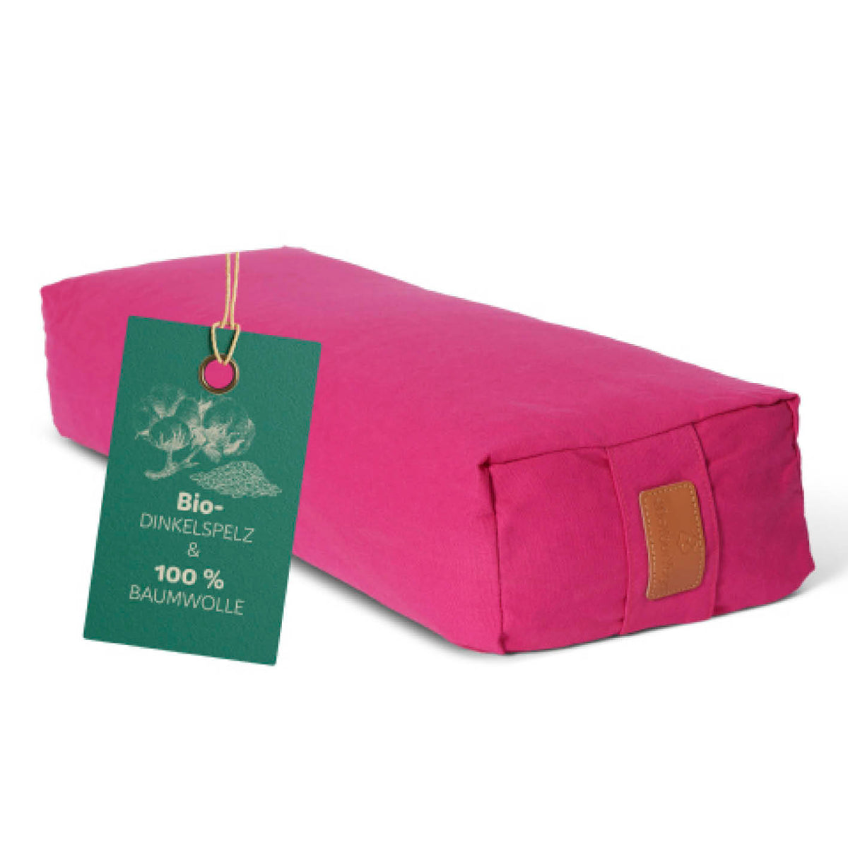 Yoga-Bolster Paravati - gefüllt mit Bio-Dinkelspelz, Bezug aus 100% Baumwolle, pink, 67 x 22 x 13 cm, ideal für Yoga.