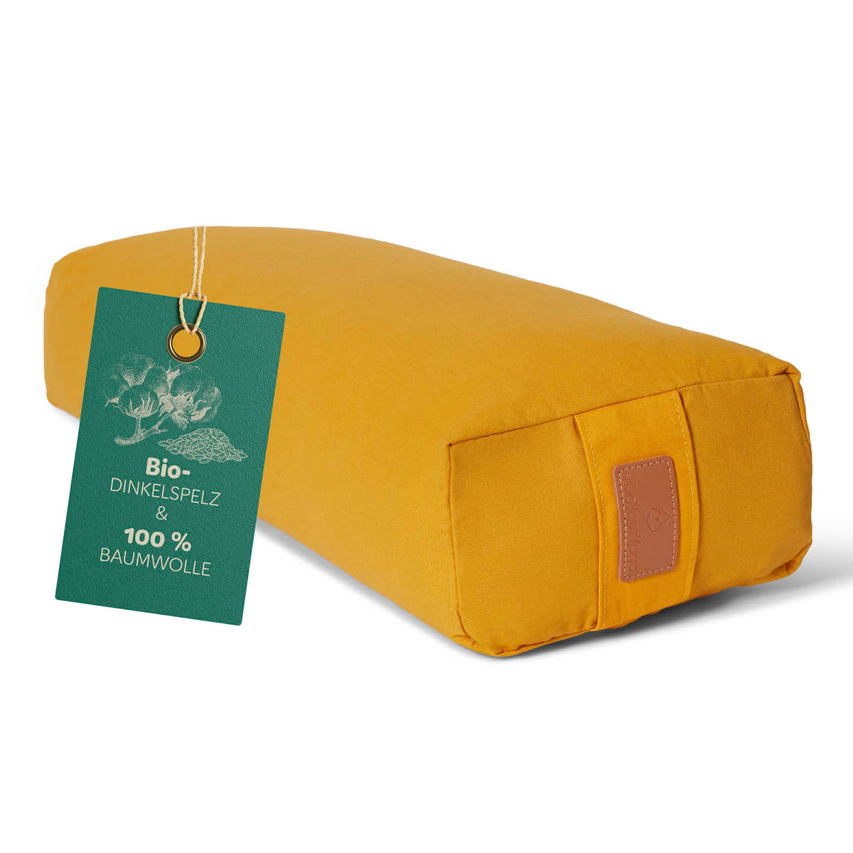 Yoga-Bolster Paravati - gefüllt mit Bio-Dinkelspelz, waschbarer Bezug, 67 x 22 x 13 cm, ideal für restorative Yoga-Übungen.