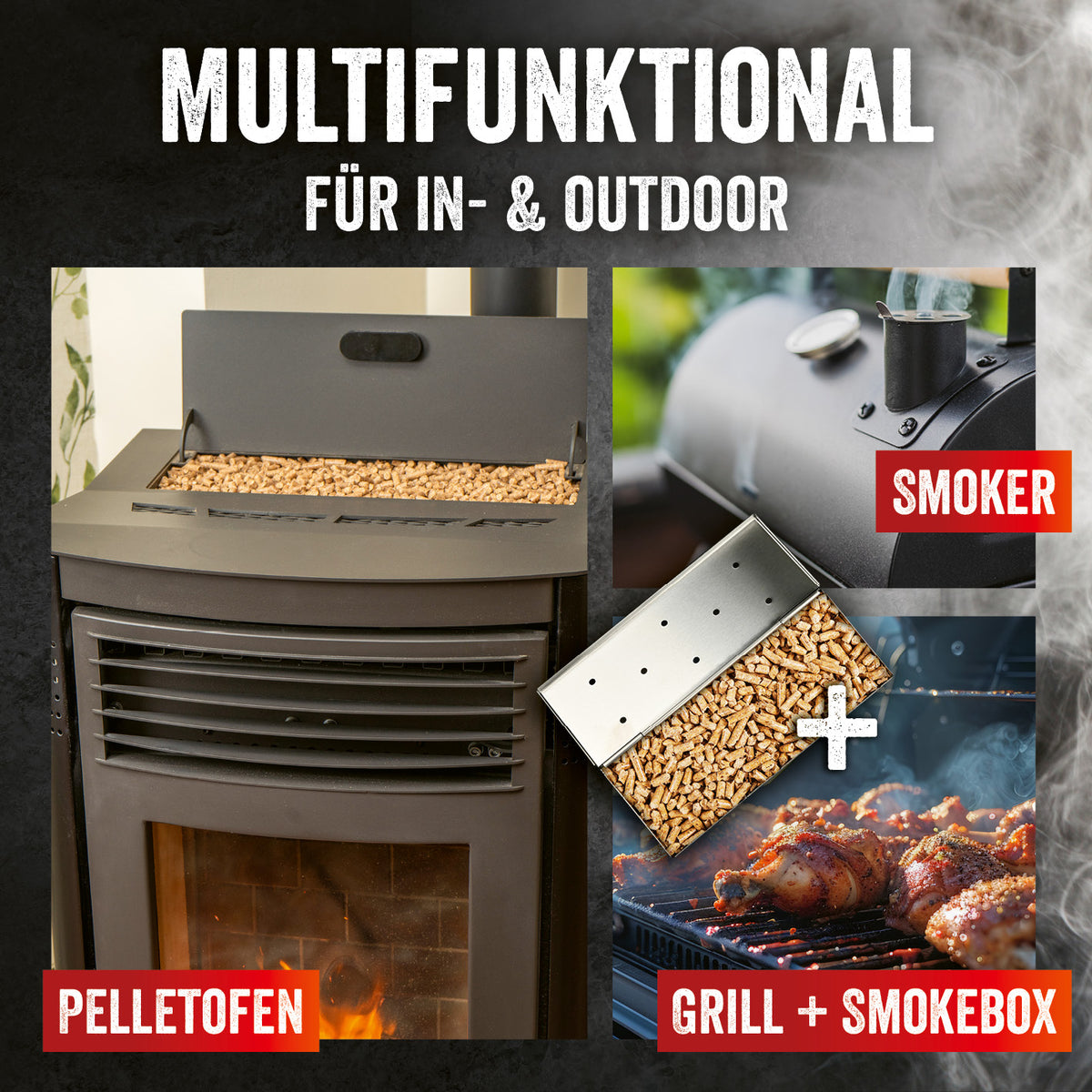 Grillpellets Eichenholz 10 kg für Smoker, Pelletofen und Grill mit Rauchbox, aromatisch und vielseitig einsetzbar für In- und Outdoor.