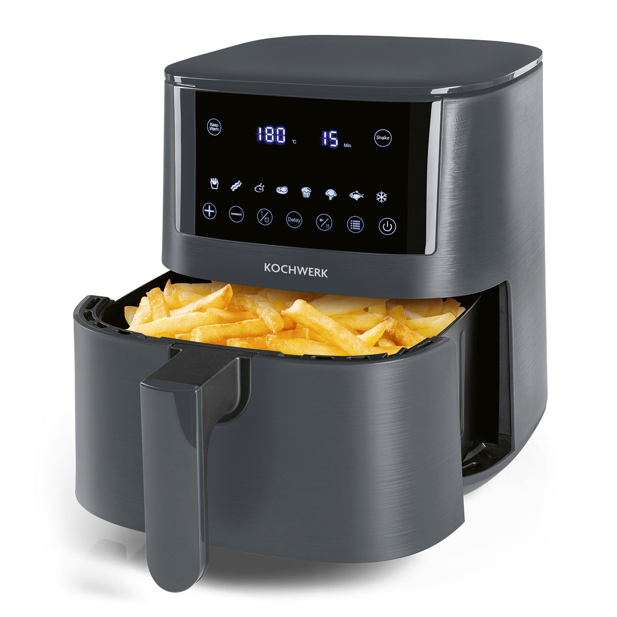 Heißluft-Fritteuse Digital 4,2l mit Erinnerungsfunktion, Frittierkorb mit Pommes, digitales Display, leichte Reinigung, Kochwerk.