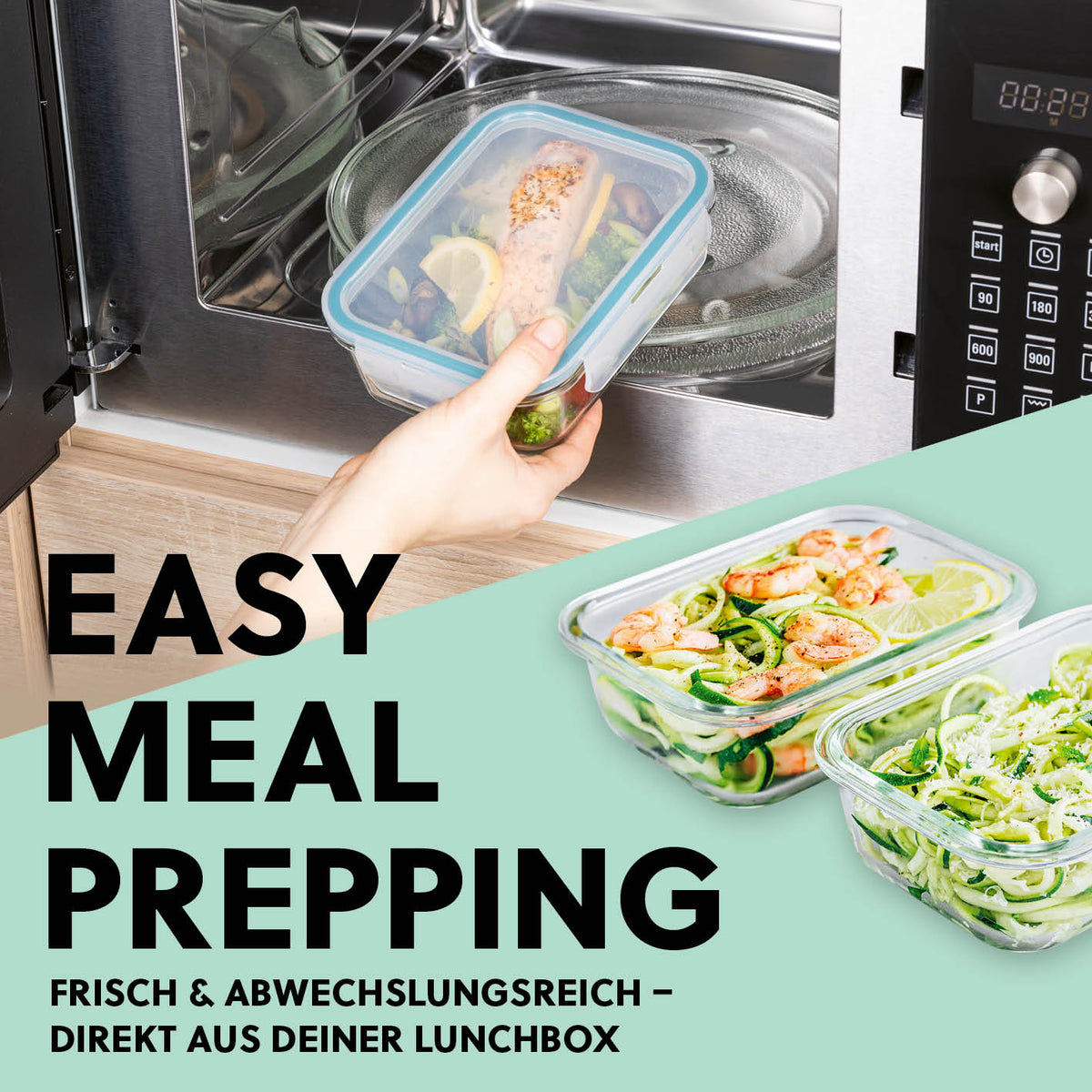 Frischhaltedosen Klick-it, 6-tlg., Mint – luftdicht, mikrowellen- und spülmaschinenfest, ideal für Meal Prep und Aufbewahrung.