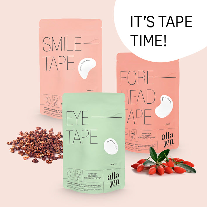 Hyaluron-Skintape "Smile Tape" zur Reduktion von Nasolabialfalten mit Hyaluron, Gojibeere und Szechuanpfeffer für glattere Haut.