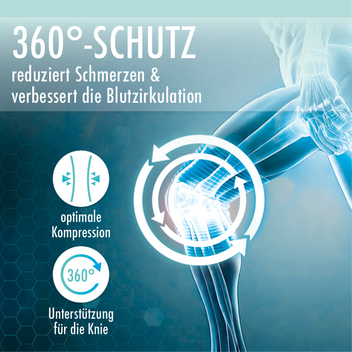 Knie-Bandage mit Kupferfasern und Carbon bietet 360°-Schutz mit optimaler Kompression zur Linderung von Schmerzen und Verbesserung der Blutzirkulation.