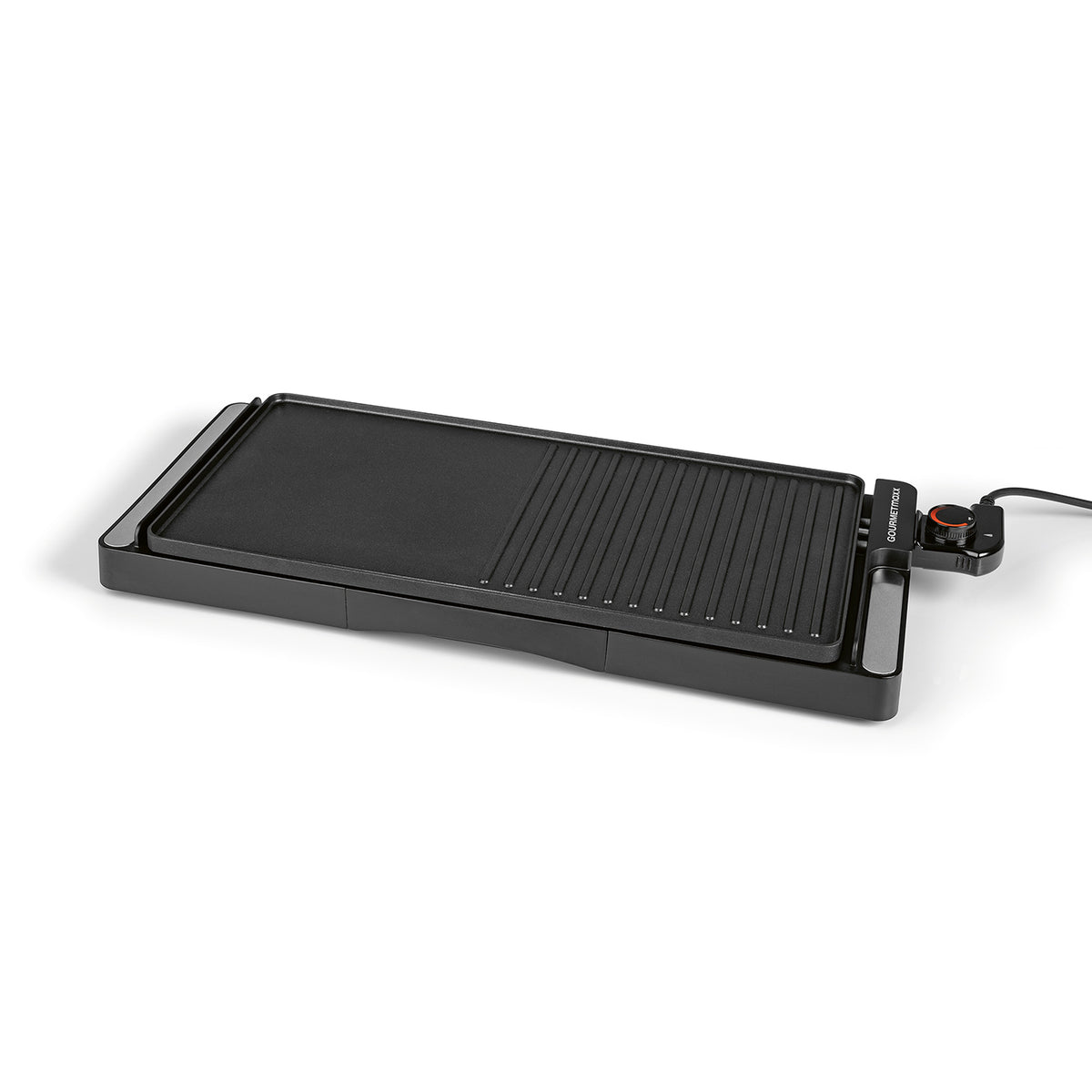Elektro-Tischgrill 2200W schwarz mit glatter und geriffelter Grillfläche