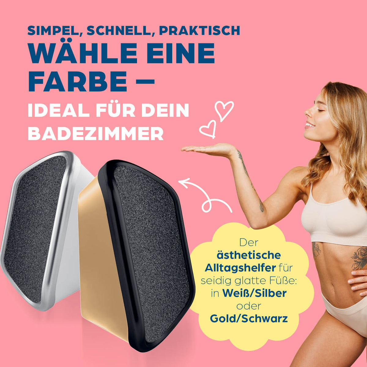Hornhautentferner für die Dusche - Weiß, großflächige Hornhautfeile mit einfacher Montage für mühelose und hygienische Fußpflege.