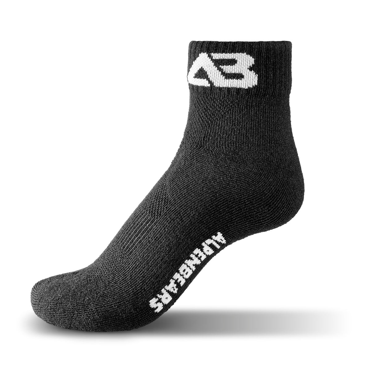 Wandersocken 3er-Set - Schwarz - L, einzelner schwarzer Trekkingsocken mit weißem Logo, Galerieposition 6, quadratisch 1417x1417px