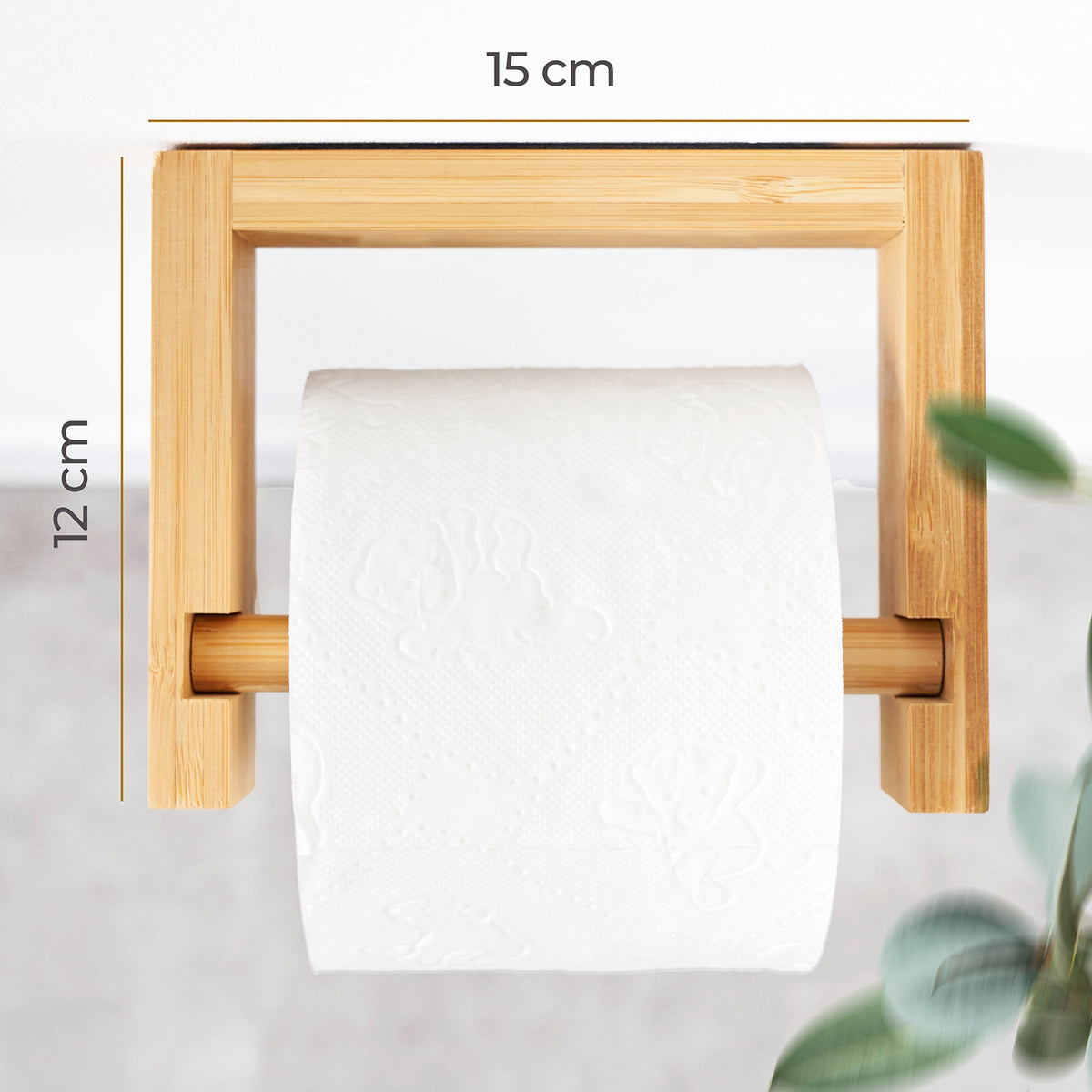 Toilettenpapierhalter Bambus aus nachhaltigem Holz mit einfachem Montage-Set, stilvollem Design und praktischer Handhabung im Badezimmer