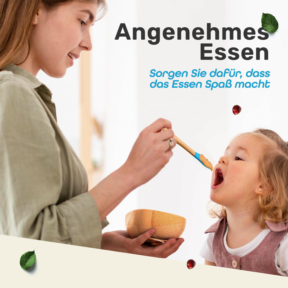 Löffel- und Saugnapfset für Kinder - Hellblau mit ergonomischem Griff und sicherer Saugnapfunterlage für entspanntes Füttern.