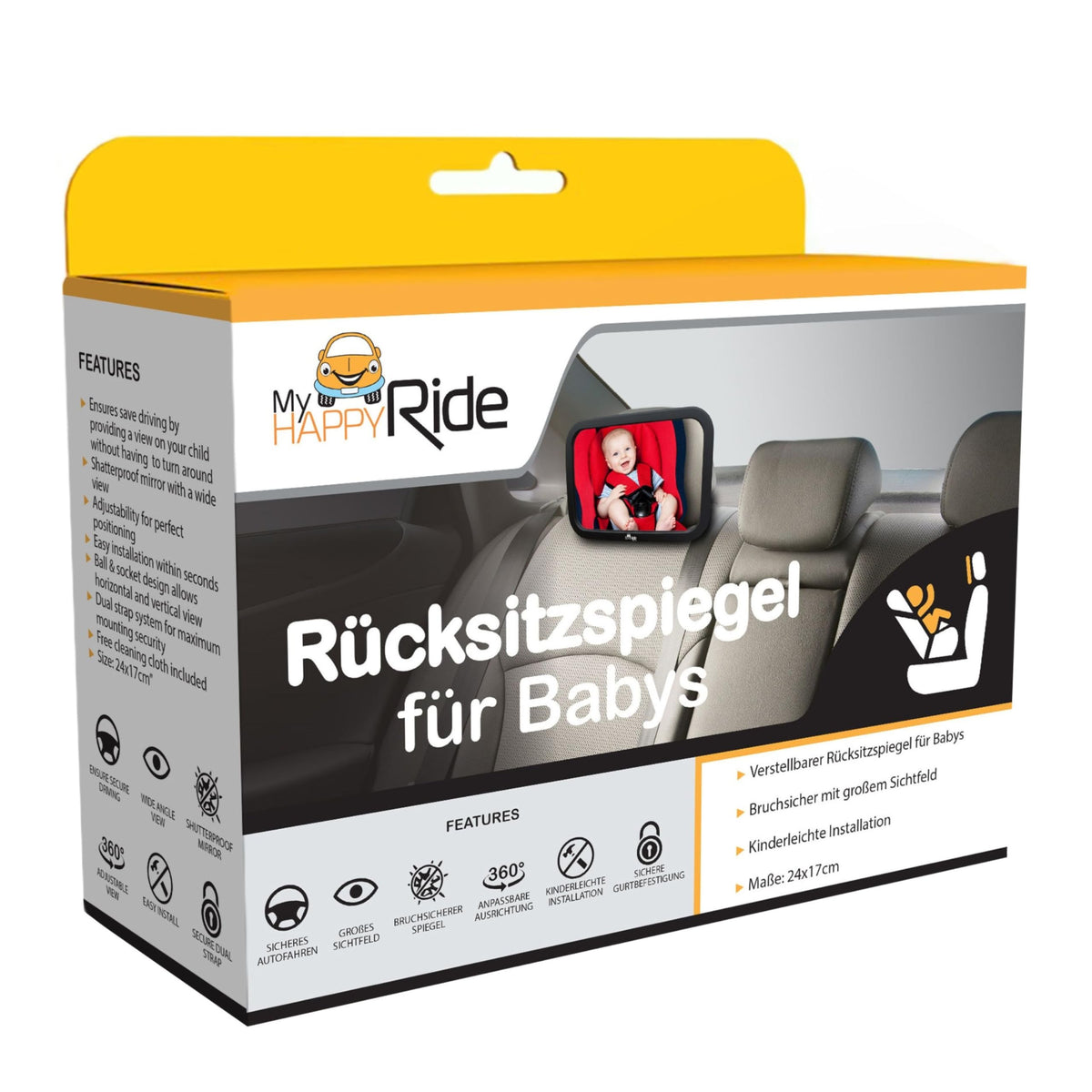 Auto-Rücksitzspiegel - Kindersitz immer im Blick mit verstellbarem Winkel und bruchsicherer Oberfläche für optimale Sicht auf Babys im Auto