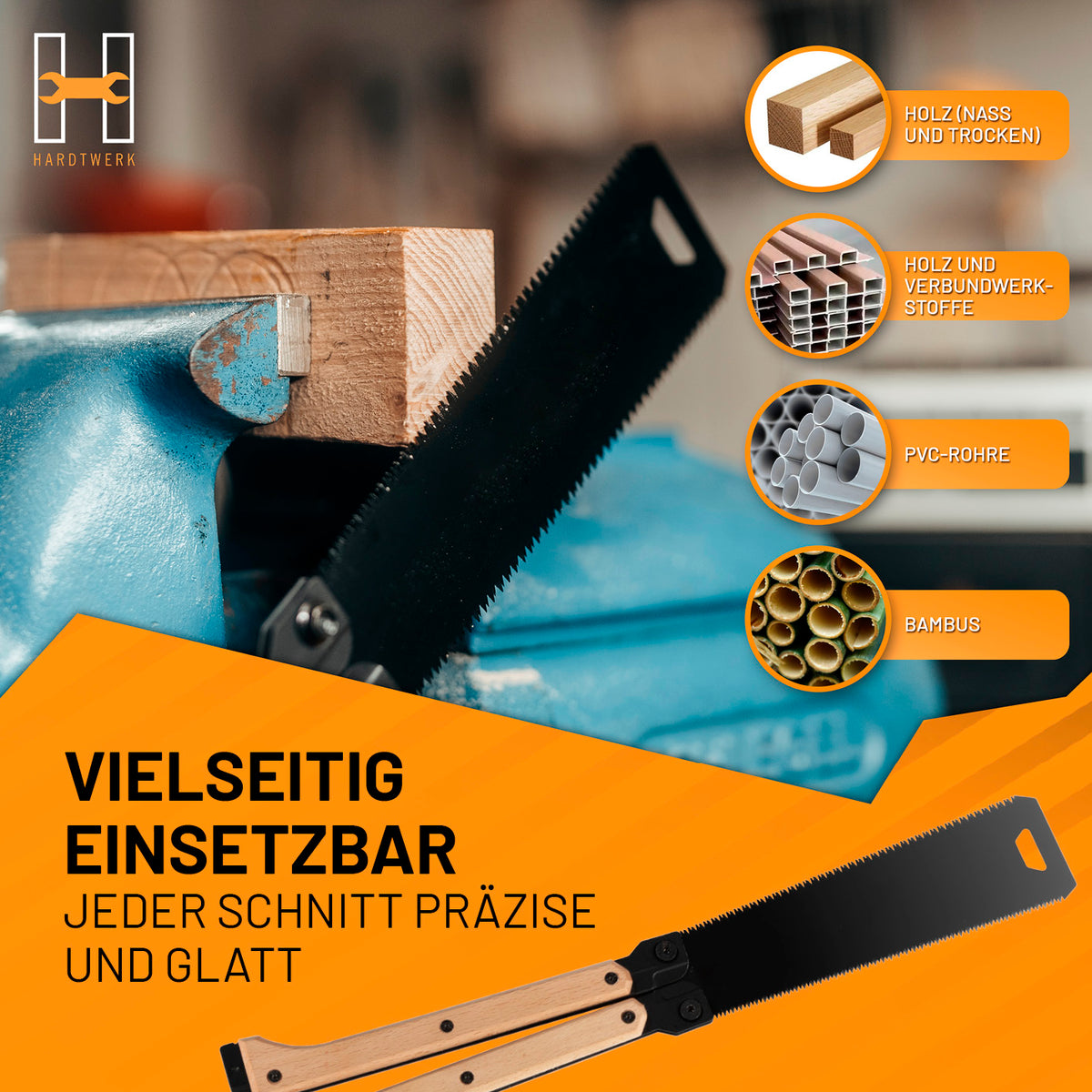 KONGŌ-JAPANSÄGE für präzise glatte Schnitte in Holz, Verbundwerkstoffen, PVC-Rohren und Bambus