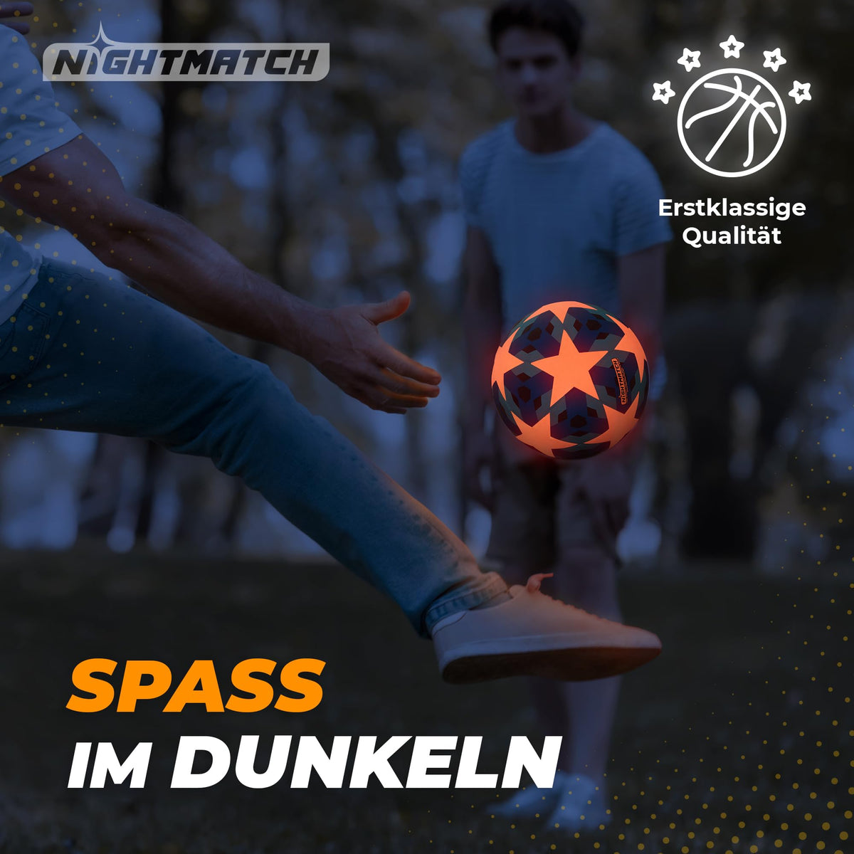 Leuchtfußball - Komplettset - Blau-Stern (Kopie) mit leuchtendem Design für Spielspaß im Dunkeln und einfache Handhabung.