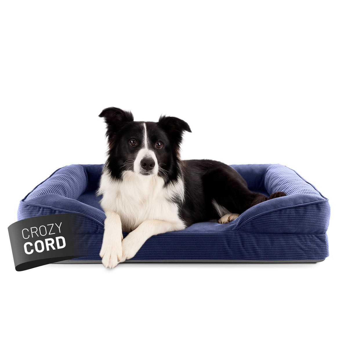 Komfort-Hundebett aus der LUMALAND Cord-Reihe - Gr. M - 90 x 65 cm - Grau mit weichem Cord-Bezug und hohem Rand, ideal für entspannte Hunde.