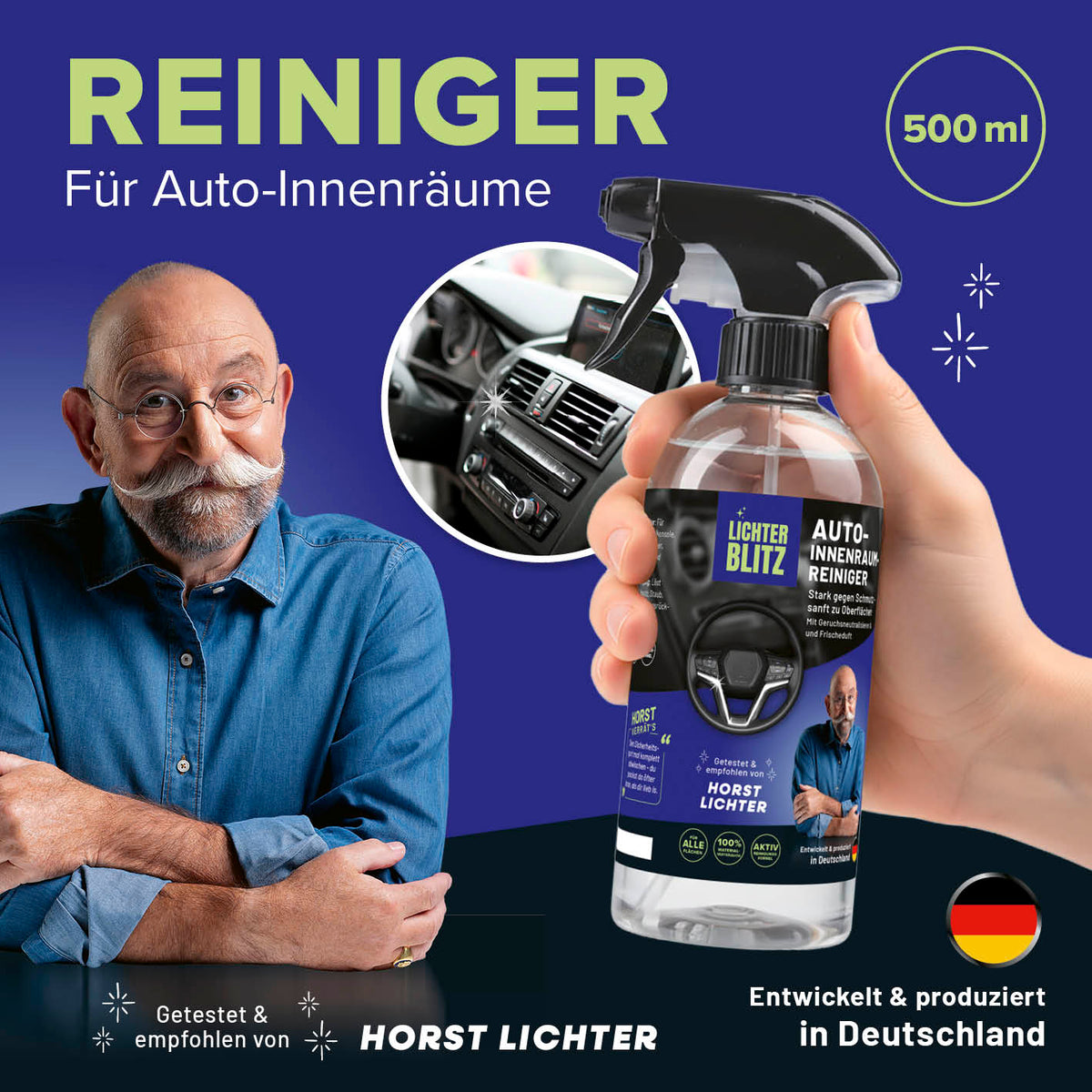 Auto-Innenraumreiniger 500 ml mit starker Reinigungskraft, empfohlen von Horst Lichter, speziell für Armaturen und Mittelkonsole, Galerie 2.