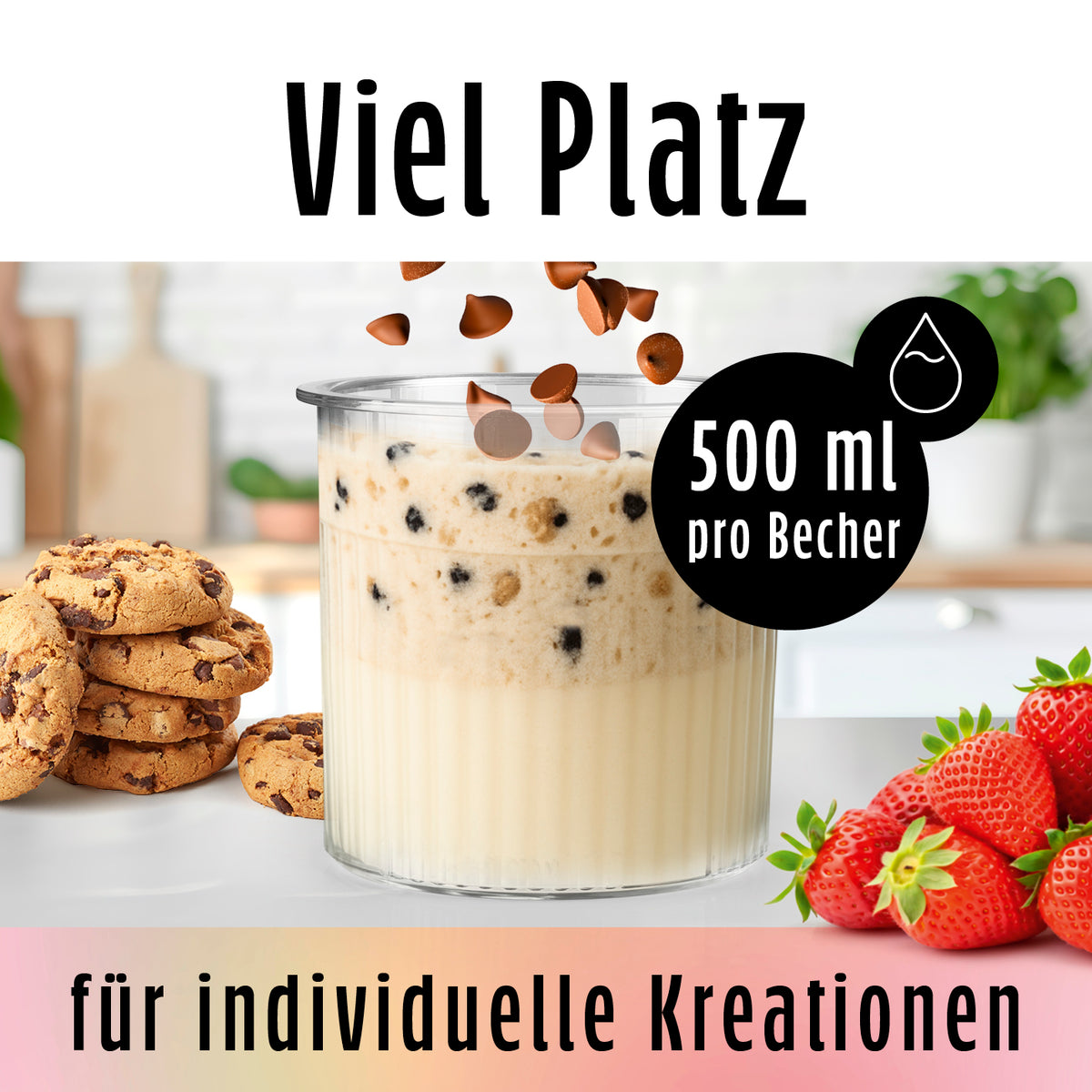 Becher-Set - 2 x 500 ml, transparent, mit 500 ml Fassungsvermögen ideal für individuelle Milchshakes und cremige Desserts.