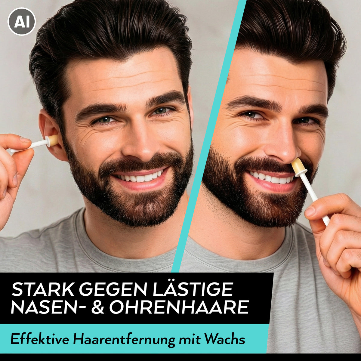 Wachs-Sticks zur Entfernung von Nasen- & Ohrenhaaren - 12er-Set zur Haarentfernung an Nase und Ohren in der Anwendung