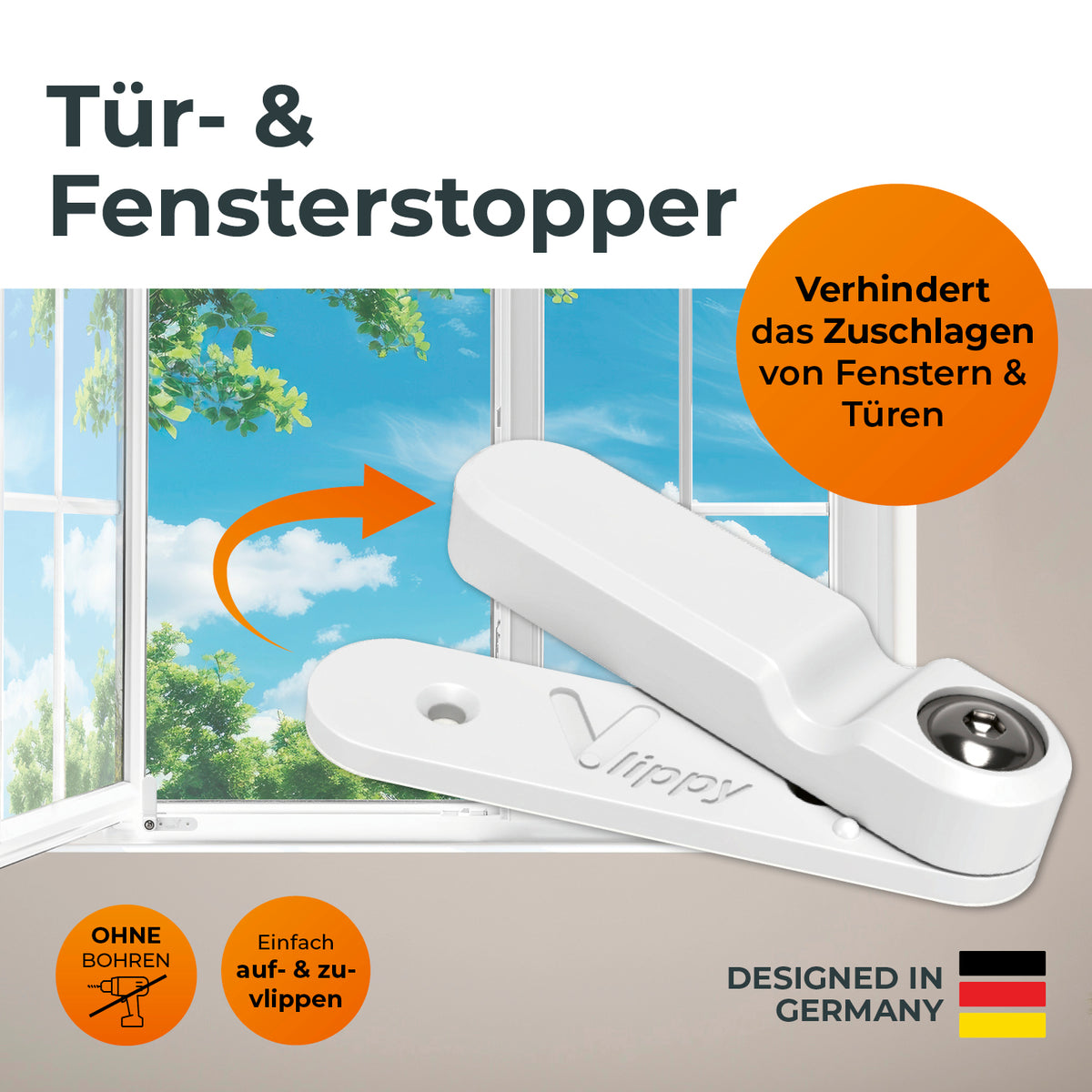 Tür- & Fensterstopper - 8er-Set aus flexiblem Kunststoff, verhindert zuverlässig das Zuschlagen von Türen und Fenstern, einfache Montage.