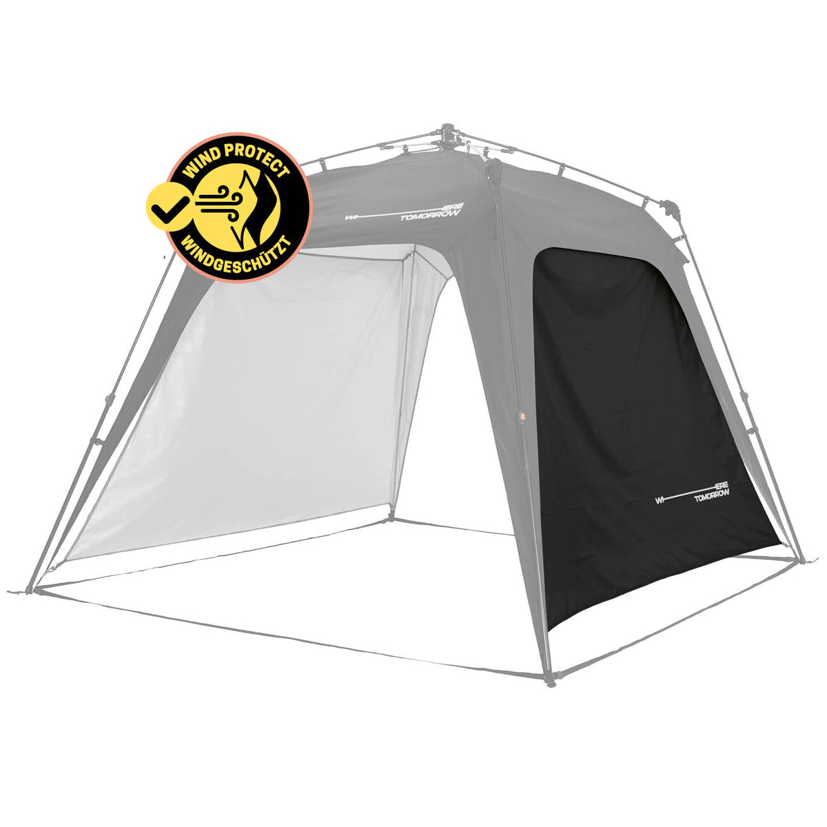 Pop Up Pavillon Gartenzelt - Seitenwand - Schwarz aus robustem 190T Polyester sorgt für sicheren Windschutz und Wetterschutz.