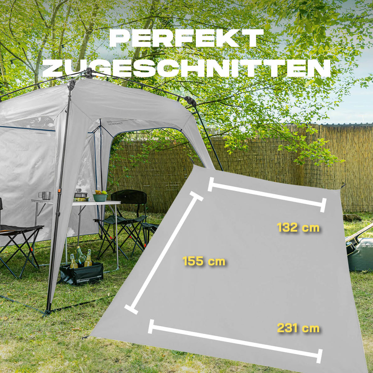 Pop Up Pavillon Gartenzelt - Seitenwand - Hellgrau aus hochwertigem 190T Polyester, wind- und wetterfest, mit genauen Maßen für passgenauen Schutz.