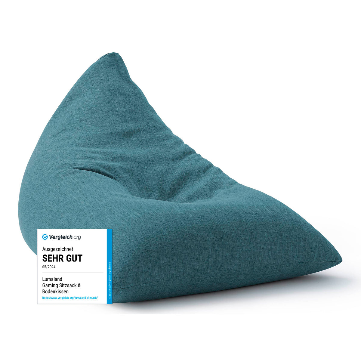 Sitzsack Interior Line (370 L) - indoor - Aqua in dreieckiger Form aus hochwertiger Leinenoptik, ideal zum Sitzen und Liegen.