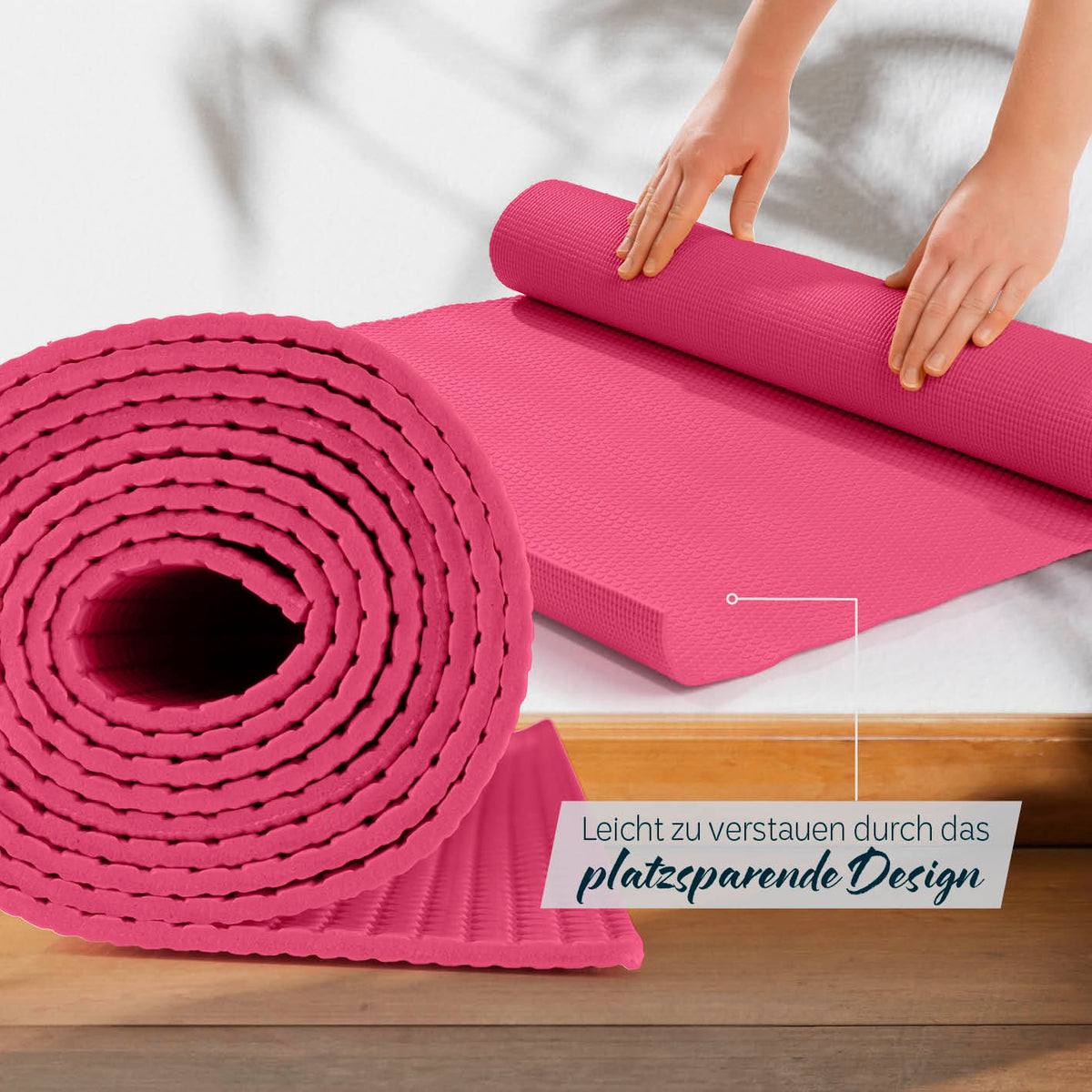 Yogamatte Kirana - 183 x 61 x 0,4 cm - Altrose, weich, rutschfest, flexibel, pflegeleicht, platzsparend verstaubar aus ECO-PVC.