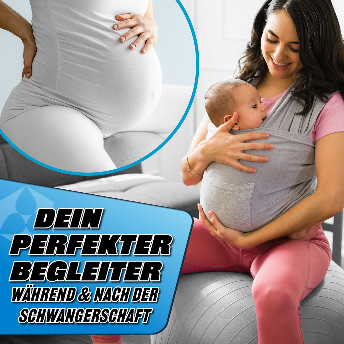 Gymnastikball inkl. Ballpumpe - Fitness Sitzball - Silber - 85 cm ideal für Schwangerschaftsgymnastik und entspannte Sitzhaltung.