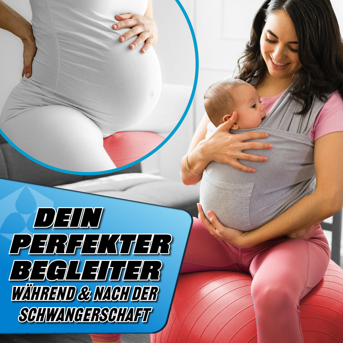 Gymnastikball inkl. Ballpumpe - Fitness Sitzball - Rot - 75 cm ideal für Schwangerschaft und Fitnessübungen zu Hause.