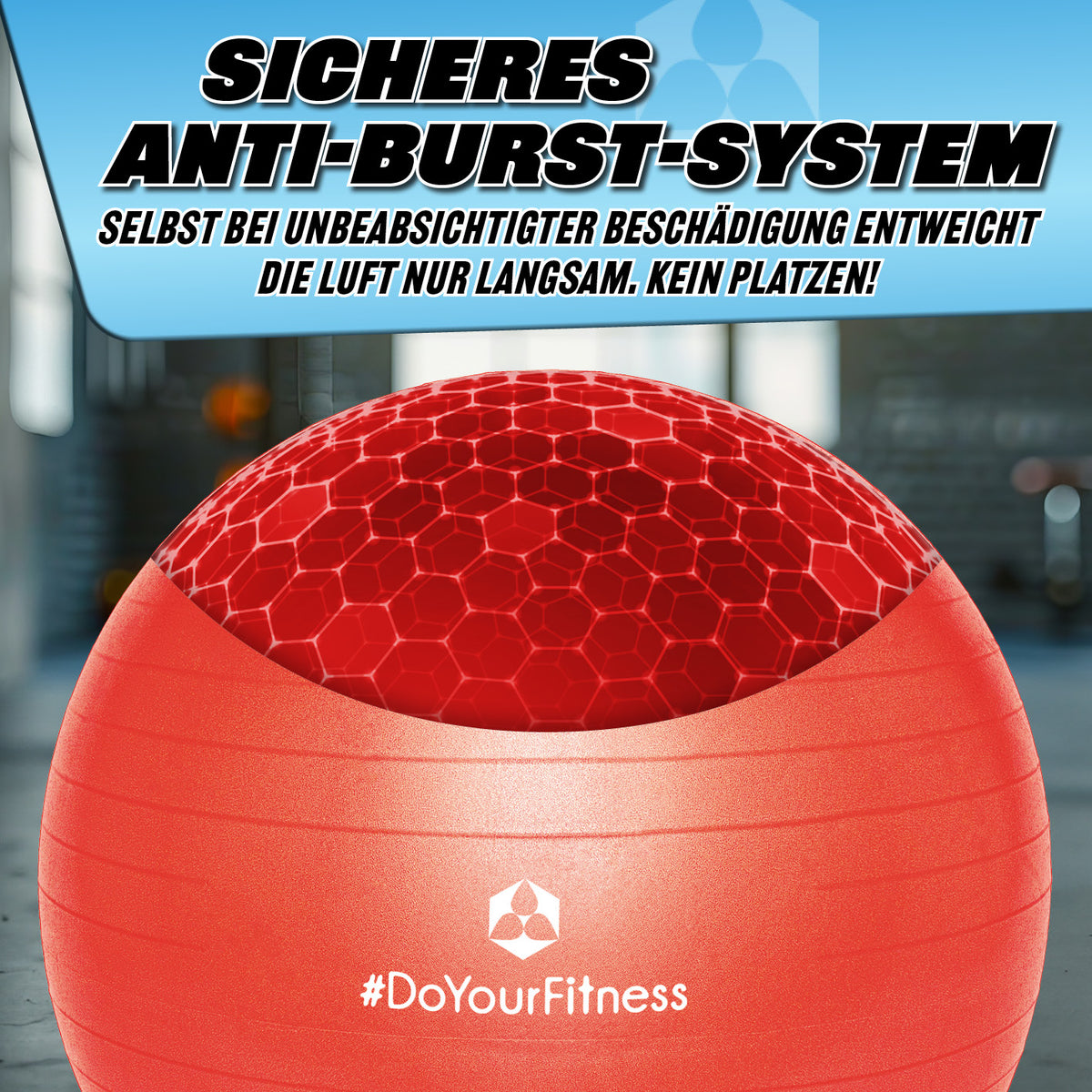 Gymnastikball inkl. Ballpumpe - Fitness Sitzball - Rot - 55 cm mit sicherem Anti-Burst-System und langlebigem PVC-Material.