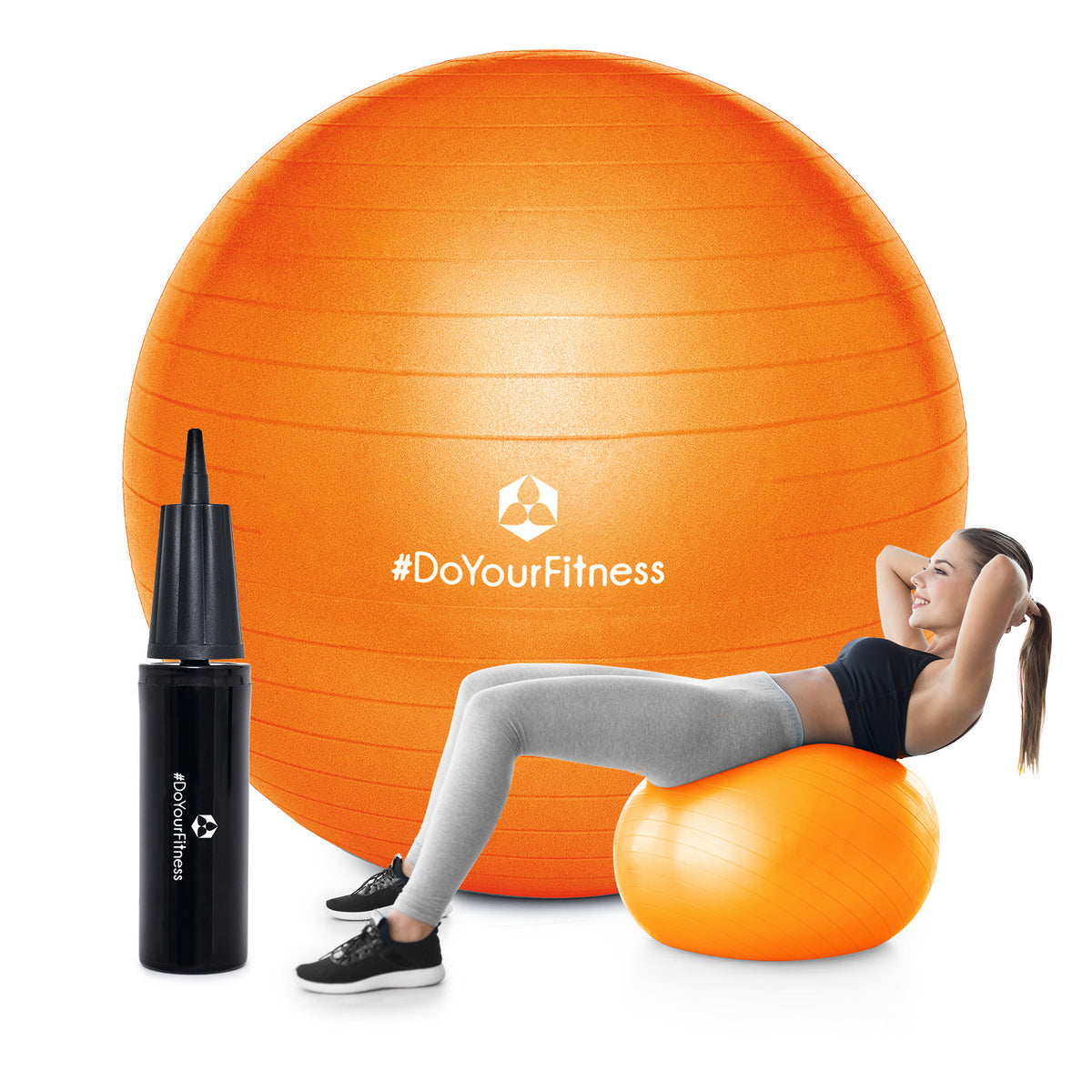 Gymnastikball inkl. Ballpumpe - Fitness Sitzball Orange 65 cm mit Anti-Burst-System, ideal für Sport, Reha und Büro.