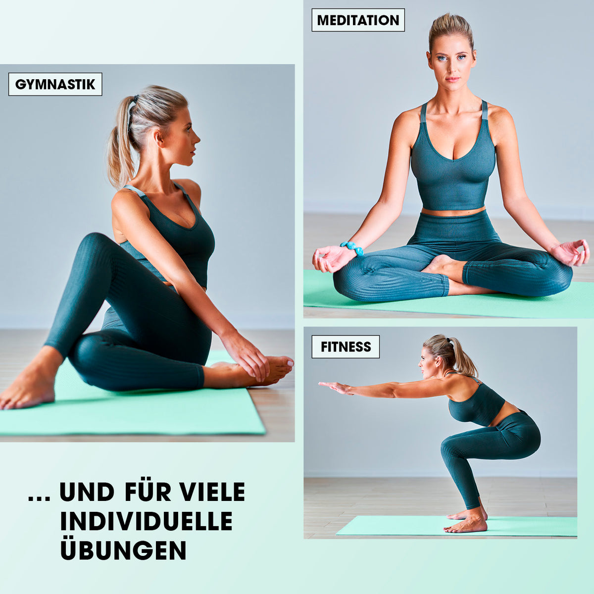 Fitness- und Gymnastikmatte - 183 x 61 x 2 cm - Türkis, rutschfest, robust und ideal für Gymnastik, Meditation und Fitnessübungen.