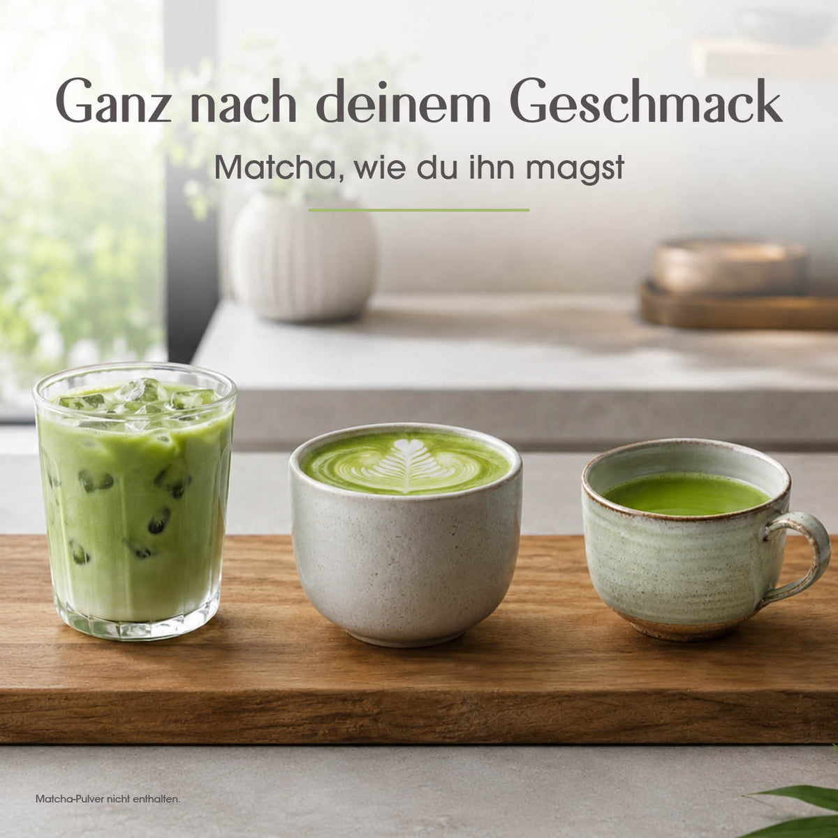 Matcha-Zubereitungsset - 5-tlg. mit Matcha-Getränken eisgekühlt als Latte und klassisch serviert