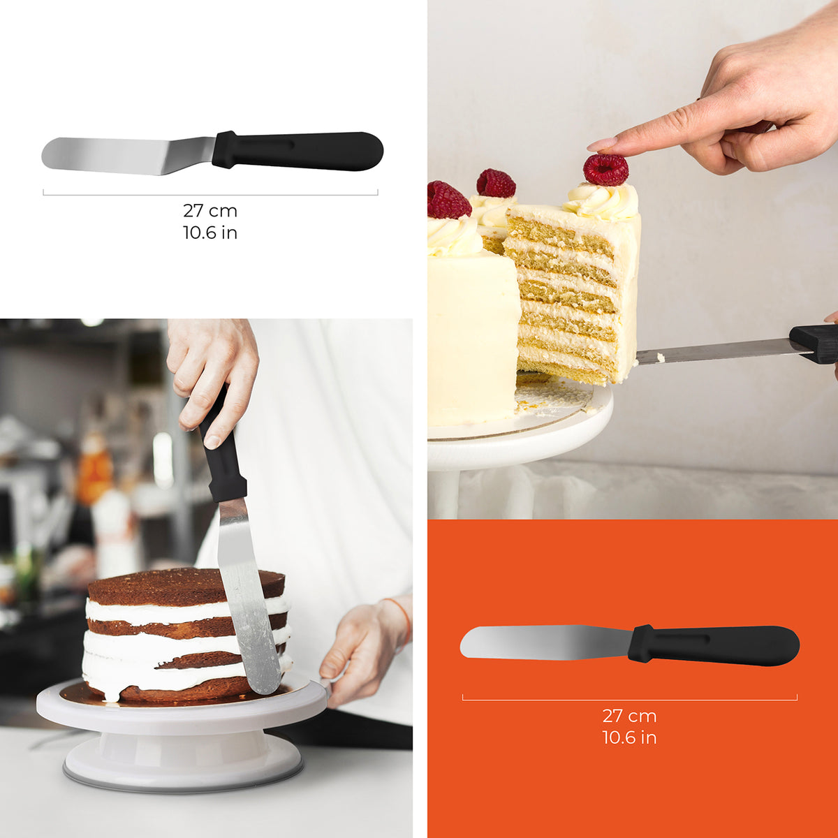 Tortendeko-Set Classic mit 27 cm Tortenpalette zum Glätten einer Torte und Dekorieren mit Beeren