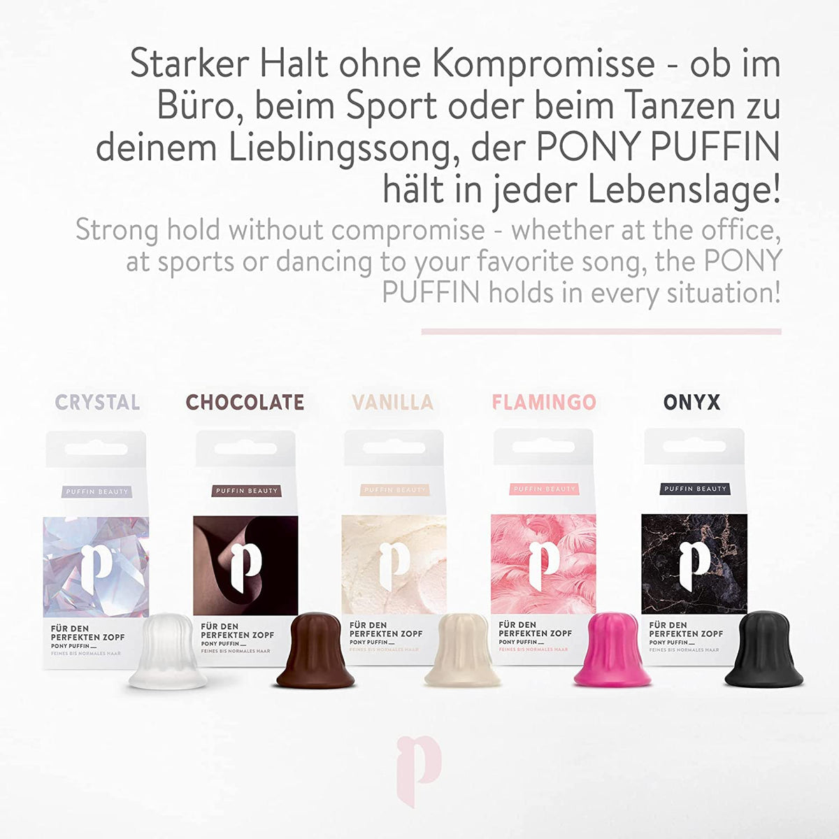 Haarstütze chocolate 3,5cm braun aus flexiblem Material für sicheren Halt bei allen Aktivitäten und elegantem Pferdeschwanz.